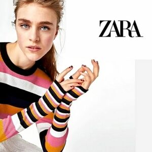 🔖Zara Knit⚡SALE ⚡Multi-Color🖤 Striped Ribbed Sweater